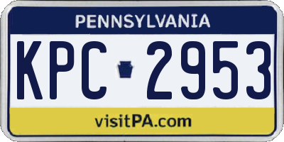 PA license plate KPC2953