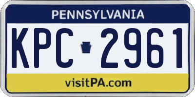 PA license plate KPC2961