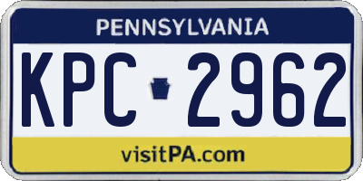 PA license plate KPC2962