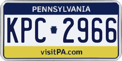 PA license plate KPC2966