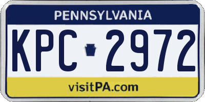 PA license plate KPC2972