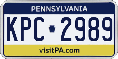 PA license plate KPC2989
