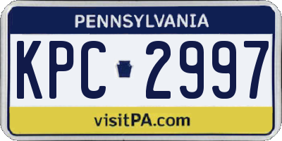 PA license plate KPC2997