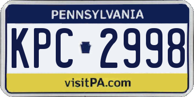 PA license plate KPC2998