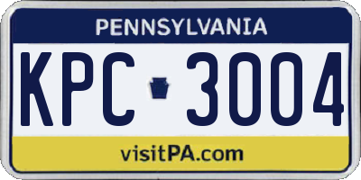 PA license plate KPC3004