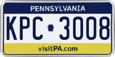 PA license plate KPC3008