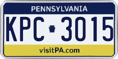 PA license plate KPC3015