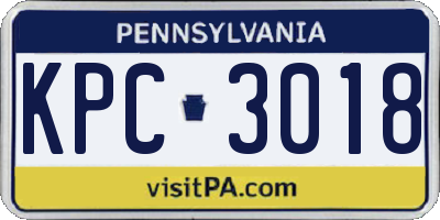 PA license plate KPC3018