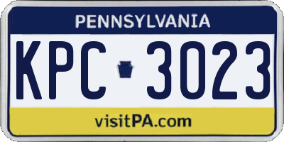PA license plate KPC3023