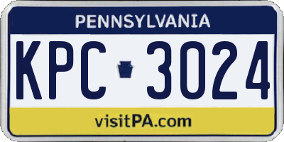 PA license plate KPC3024