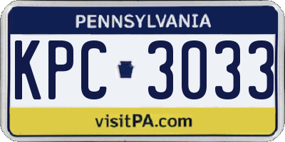 PA license plate KPC3033