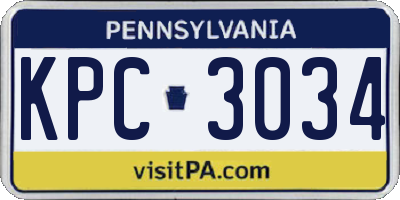 PA license plate KPC3034