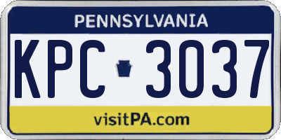 PA license plate KPC3037
