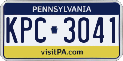 PA license plate KPC3041