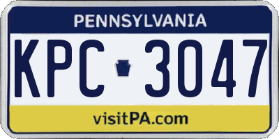 PA license plate KPC3047