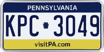 PA license plate KPC3049