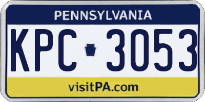 PA license plate KPC3053