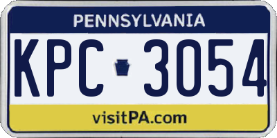 PA license plate KPC3054