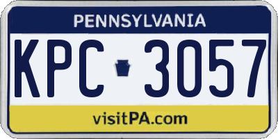 PA license plate KPC3057