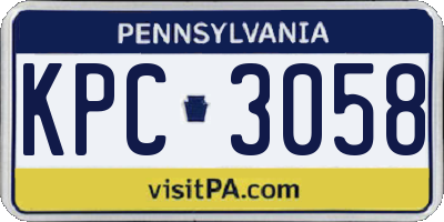 PA license plate KPC3058