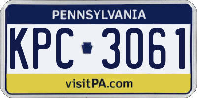 PA license plate KPC3061