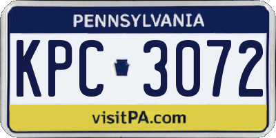 PA license plate KPC3072