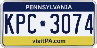PA license plate KPC3074