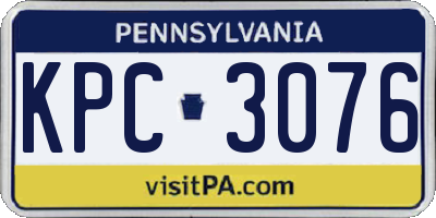 PA license plate KPC3076