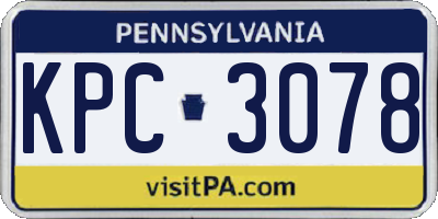 PA license plate KPC3078