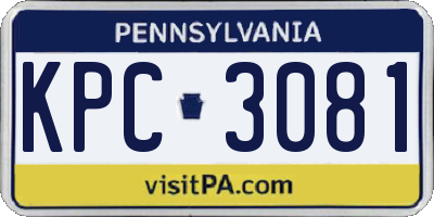 PA license plate KPC3081