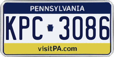 PA license plate KPC3086