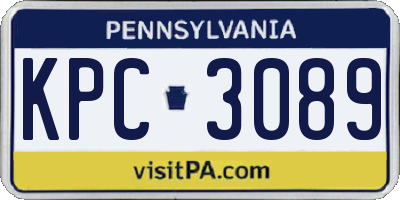 PA license plate KPC3089
