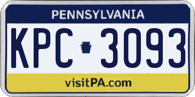 PA license plate KPC3093