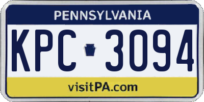 PA license plate KPC3094