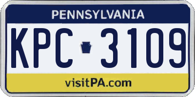 PA license plate KPC3109