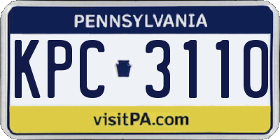 PA license plate KPC3110