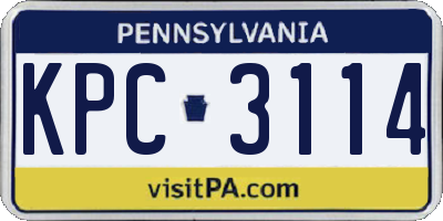 PA license plate KPC3114