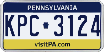 PA license plate KPC3124
