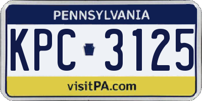 PA license plate KPC3125