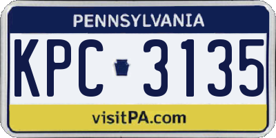 PA license plate KPC3135