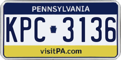 PA license plate KPC3136