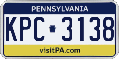 PA license plate KPC3138