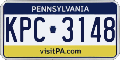 PA license plate KPC3148