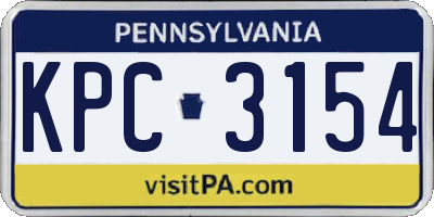 PA license plate KPC3154