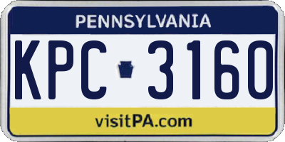 PA license plate KPC3160