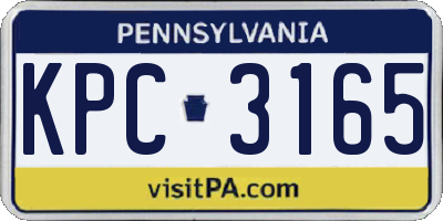 PA license plate KPC3165
