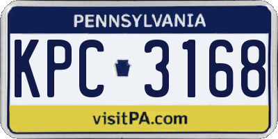 PA license plate KPC3168
