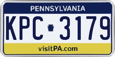 PA license plate KPC3179