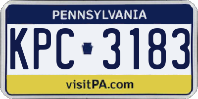 PA license plate KPC3183