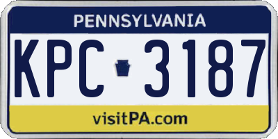 PA license plate KPC3187